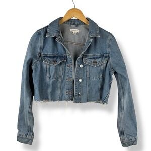 Topshop Cropped Denim Jean Jacket Womens Size 6 Indie Sleaze Streetwear‎ Retro